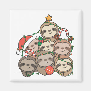 Sloth Christmas Tree Funny Animal Christmas Magnet