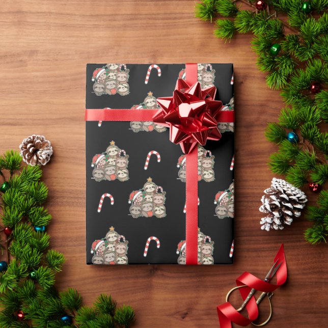 Sloth Christmas Tree Funny Animal Christmas Wrapping Paper (Holiday Gift)