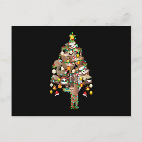 Sloth Christmas Tree Lights Xmas Lover Merry Sloth Postcard