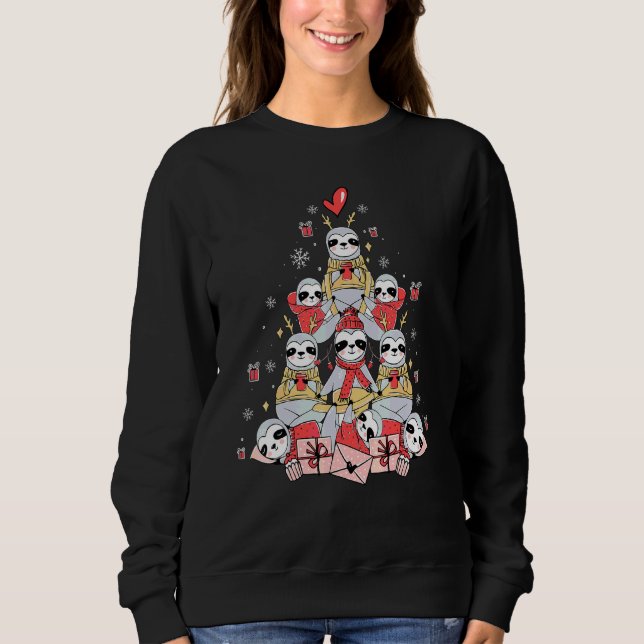 Sloth Christmas Tree Xmas Sweatshirt (Front)