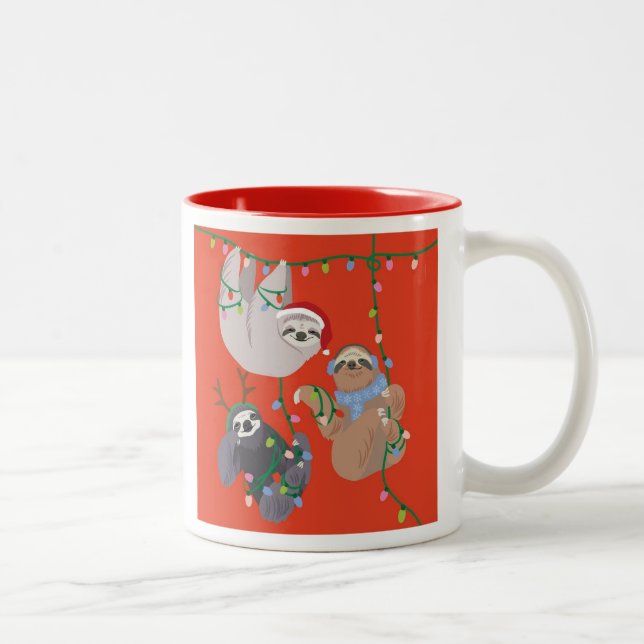 Sloth Christmas Two-Tone Coffee Mug (Right)