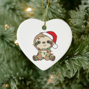 Sloth Christmas Winter Animals Sloths Ceramic Ornament