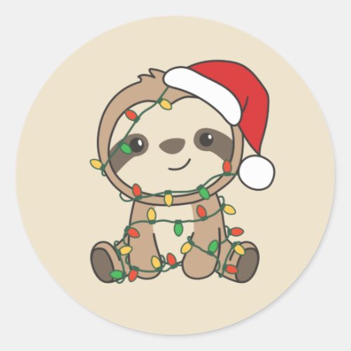 Sloth Christmas Winter Animals Sloths Classic Roun Classic Round Sticker