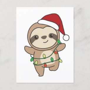Sloth Christmas Winter Animals Sloths Holiday Postcard