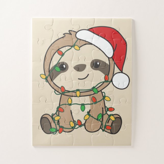 Sloth Christmas Winter Animals Sloths Jigsaw Puzzl Jigsaw Puzzle (Vertical)