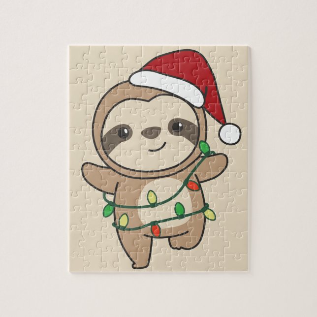 Sloth Christmas Winter Animals Sloths Jigsaw Puzzl Puzzle (Vertical)