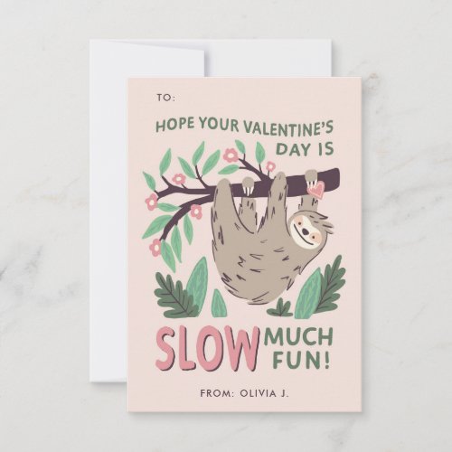 Sloth Classroom Valentines Exchange Card