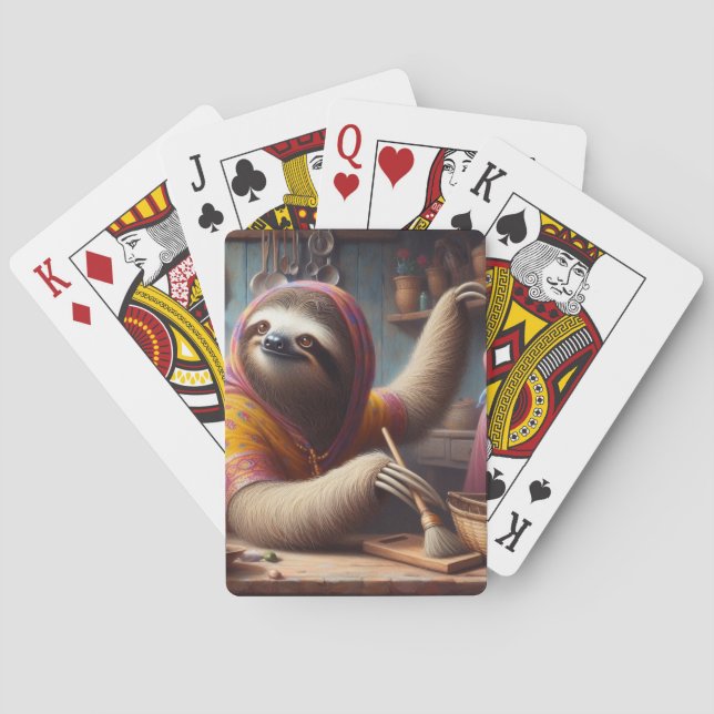 Sloth Cleaning a Kitchen Poker Cards (Back)