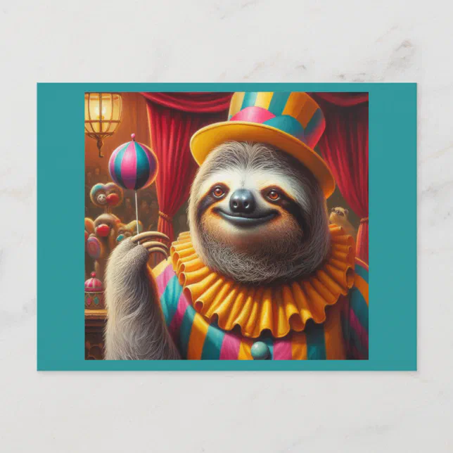 Sloth Clown Postcard | Zazzle