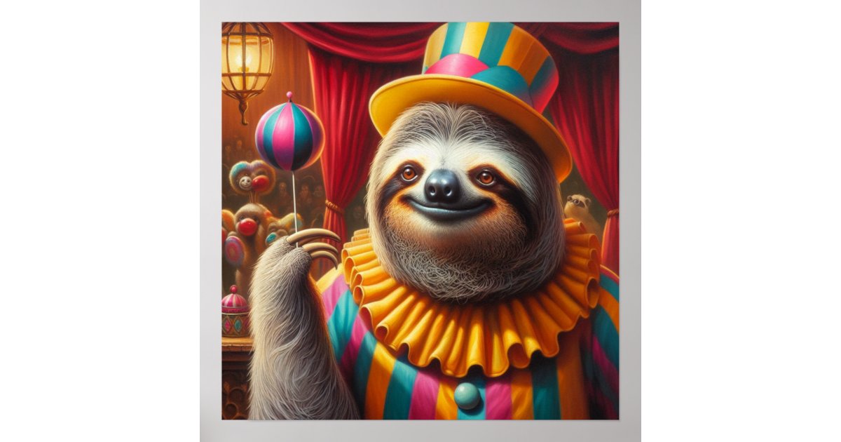 Sloth Clown Poster | Zazzle
