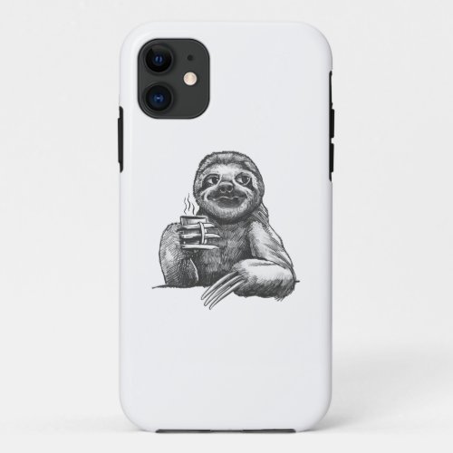Sloth coffee hand drawn design iPhone 11 case