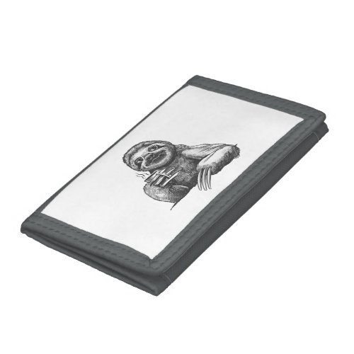 Sloth coffee hand drawn design trifold wallet