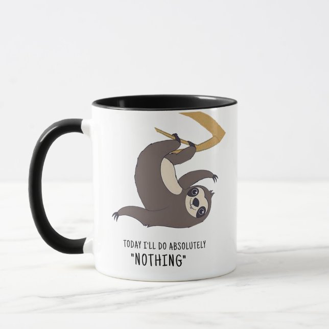 Sloth Coffee Mug - Funny Quirky Pun Custom Mug (Left)