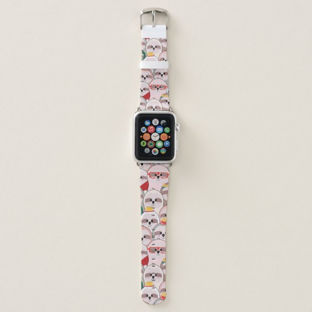 Sloth Comic Pattern Apple Watch Band (Front)