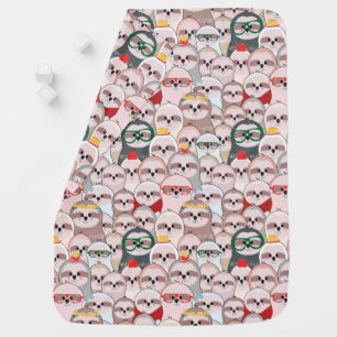 Sloth Comic Pattern Baby Blanket
