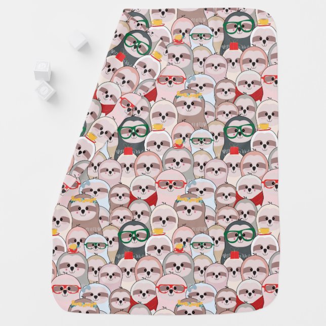 Sloth Comic Pattern Baby Blanket (In Situ)