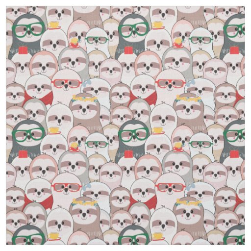 Sloth Comic Pattern Fabric
