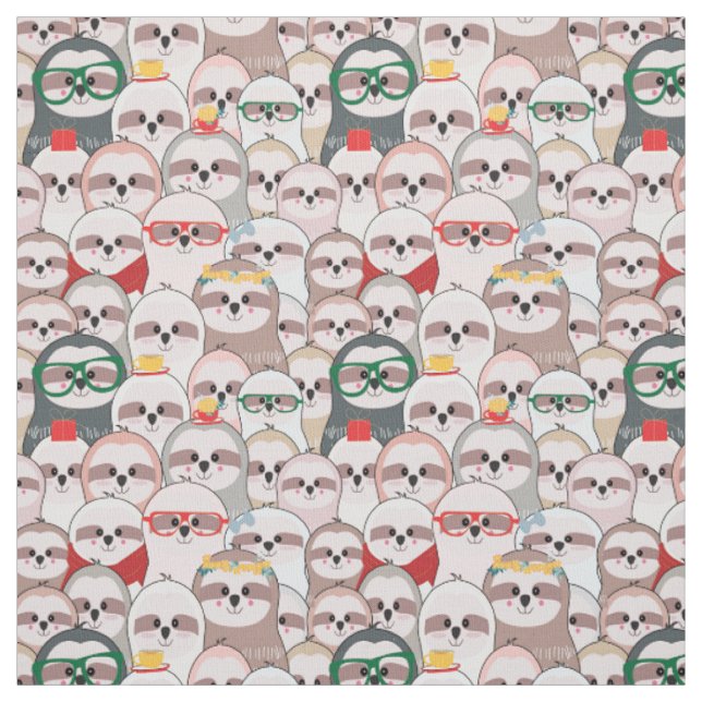 Sloth Comic Pattern Fabric (Swatch)