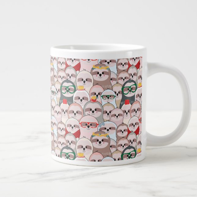 Sloth Comic Pattern Giant Coffee Mug (Right)