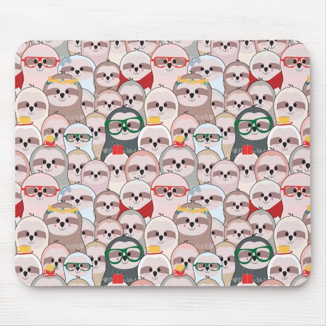 Sloth Comic Pattern Mouse Pad (Front)