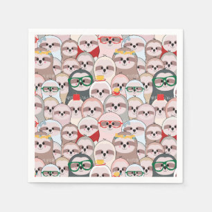 Sloth Comic Pattern Napkins