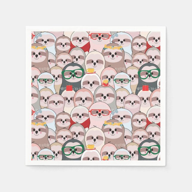 Sloth Comic Pattern Napkins (Front)