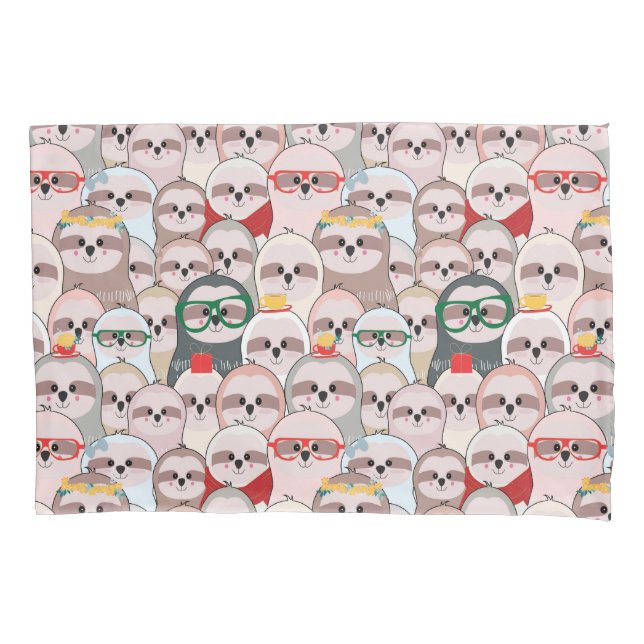 Sloth Comic Pattern Pillow Case (Front-Left)