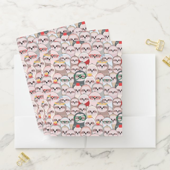 Sloth Comic Pattern Pocket Folder (In Situ)