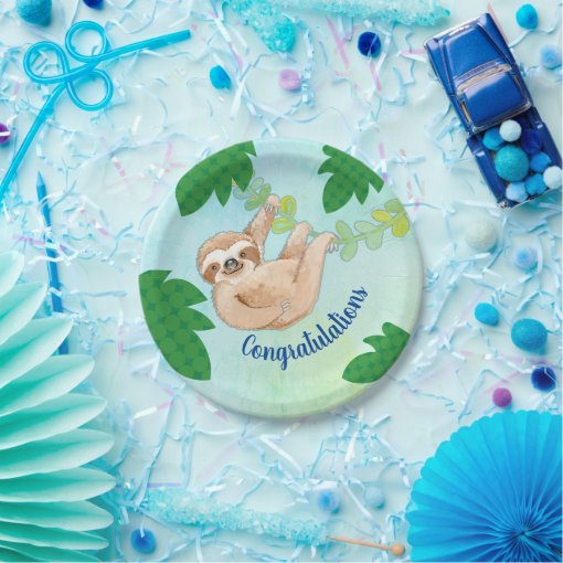 Sloth Congratulations Baby Shower Party Plate | Zazzle