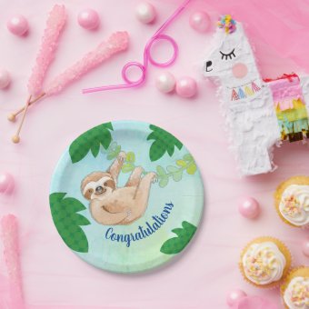 Sloth Congratulations Baby Shower Party Plate | Zazzle