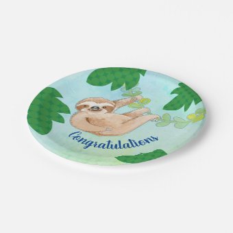 Sloth Congratulations Baby Shower Party Plate | Zazzle