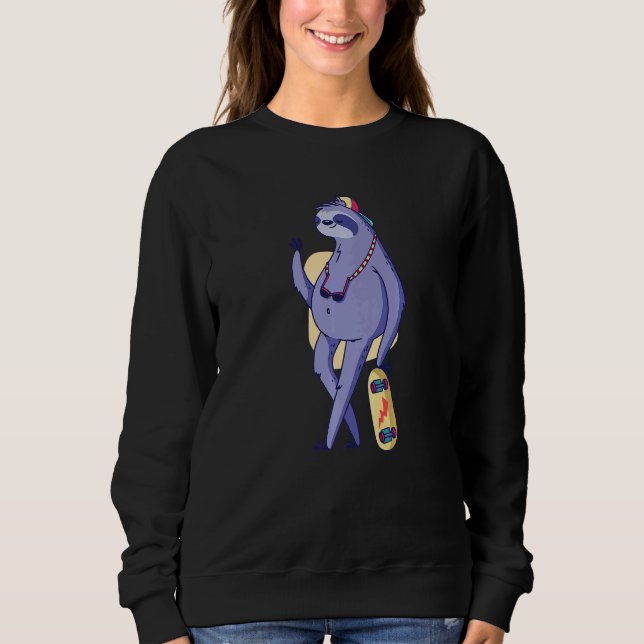 Sloth cool funky animals skateboard   sweatshirt (Front)