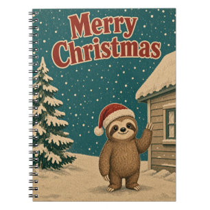 Sloth Cottage Edge Animal Christmas Notebook