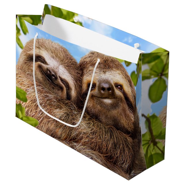 Sloth Couple Large Gift Bag (Front Angled)