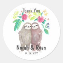 Sloth Couple Tropical Unique Custom Wedding Favor