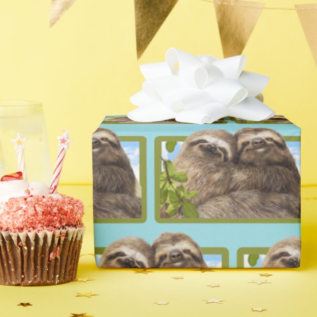 Sloth Couple Wrapping Paper (Birthday Party)