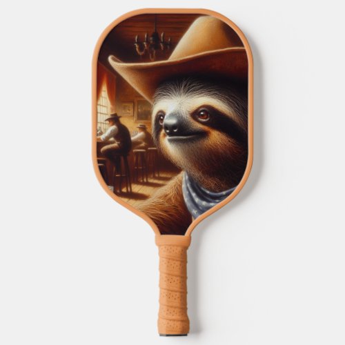 Sloth Cowboy in Saloon Pickleball Paddle
