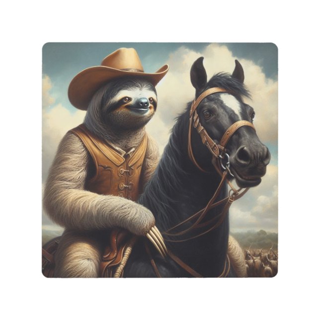 Sloth Cowboy Metal Print (Front)
