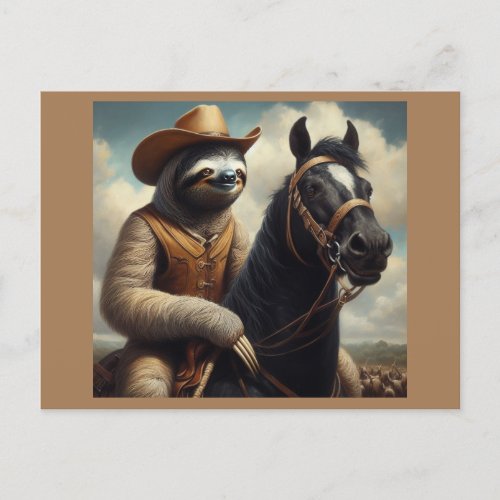 Sloth Cowboy Postcard