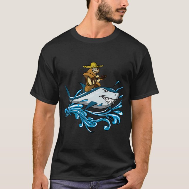 Sloth Cowboy Riding Shark T-Shirt (Front)