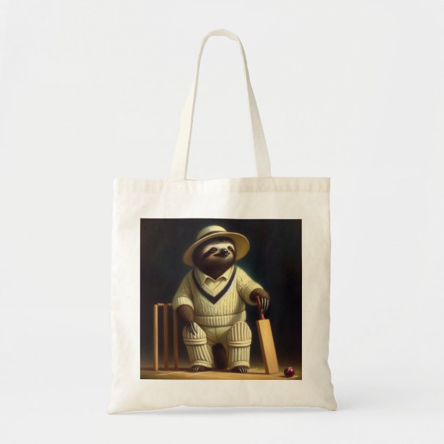 Sloth Cricket Player Tote Bag (Front)
