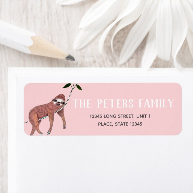 Sloth | Cute Animal | Baby Girl | Address Labels (Insitu)