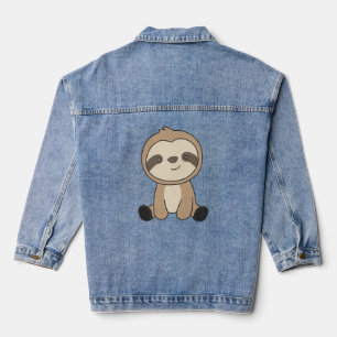 Sloth Cute Animals For Kids Funny Sloths  Denim Jacket