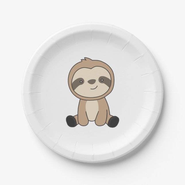 Sloth Cute Animals For Kids Funny Sloths  Paper Plates (Front)