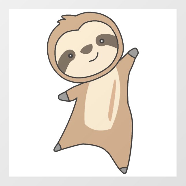 Sloth Cute Animals For Kids Funny Sloths Wall Decal (Front)