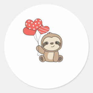 Sloth Cute Animals With Hearts Favorite Animal Classic Round Sticker