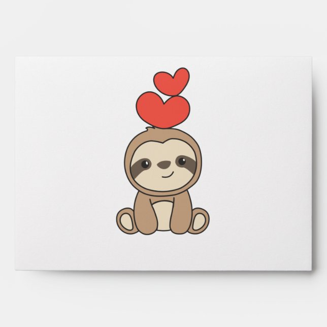 Sloth Cute Animals With Hearts Favorite Animal Envelope (Front)