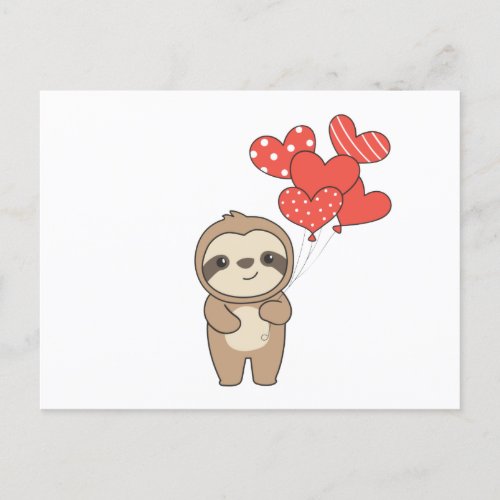 Sloth Cute Animals With Hearts Favorite Animal Holiday Postcard