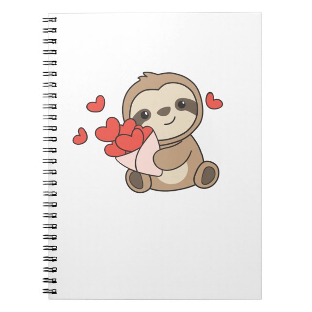 Sloth Cute Animals With Hearts Favorite Animal Notebook (Front)