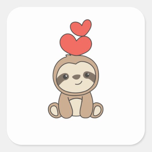 Sloth Cute Animals With Hearts Favorite Animal Square Sticker